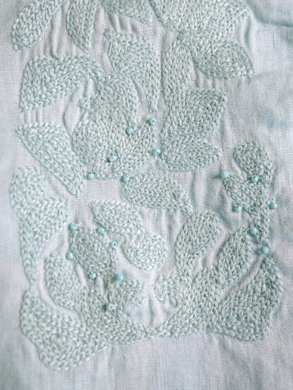 CHARTER CLUB Mint Green Embroidered Button Down Long Sleeve Blouse - Size Medium - Picture 6 of 9